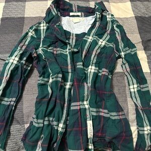 Abercrombie Y2K Green Plaid Button-Up Shirt